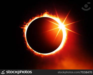 solar eclipse on dark sky, enlarged view in the Universe