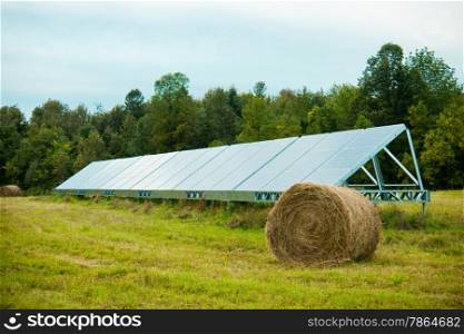 Solar energy panels in a farmer&rsquo;s field