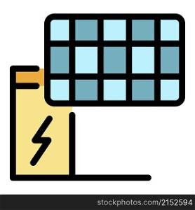 Solar panel energy icon. Outline solar panel energy vector icon color flat isolated. Solar panel energy icon color outline vector