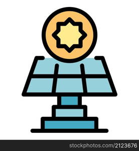 Solar panel icon. Outline solar panel vector icon color flat isolated. Solar panel icon color outline vector