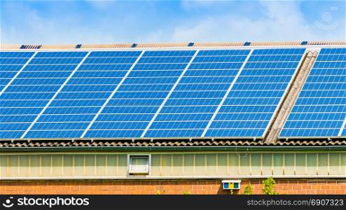 Solar panel on a roof of a house. alternative energy photovoltaic solar panels