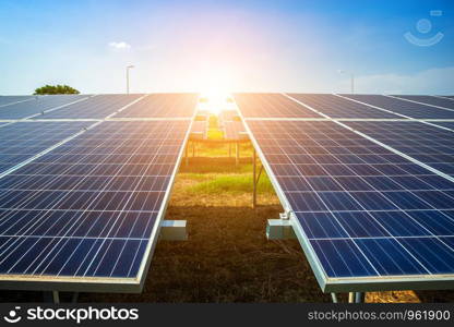 Solar panel on blue sky background, Alternative energy concept,Clean energy,Green energy.