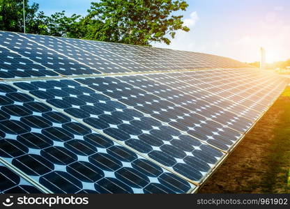 Solar panel on blue sky background, Alternative energy concept,Clean energy,Green energy.