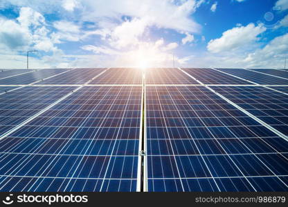 Solar panel on blue sky background, Alternative energy concept,Clean energy,Green energy.