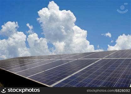 solar panel, photovoltaic alternative electricity with beautiful sky background