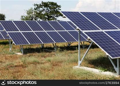 Solar panels at a solar power plant.