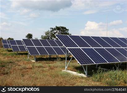 Solar panels at a solar power plant.