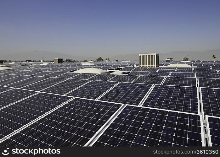 Solar panels at a solar power plant