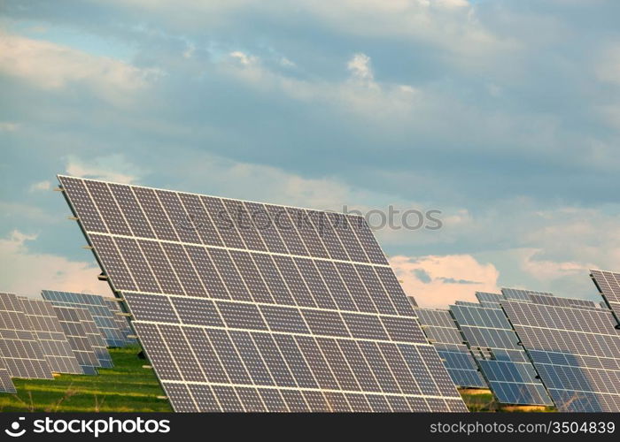 Solar panels collecting sunlight to convert into energy