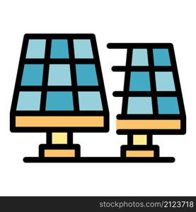 Solar panels icon. Outline solar panels vector icon color flat isolated. Solar panels icon color outline vector