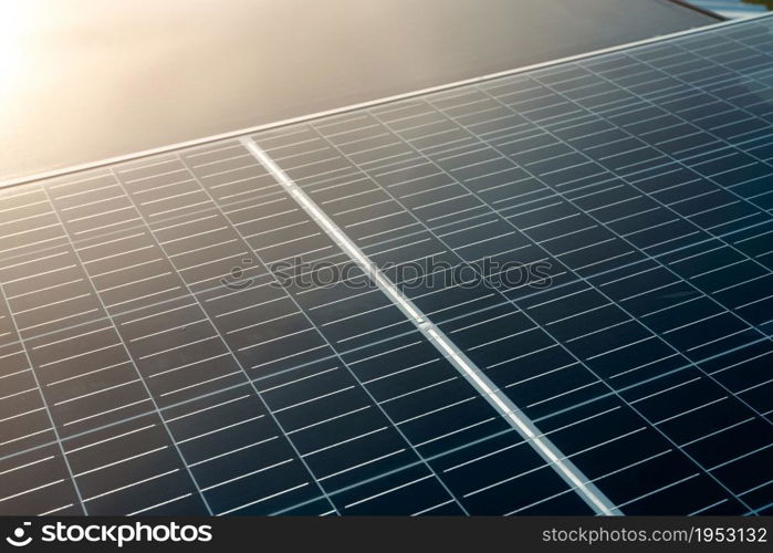 Solar panels or photovoltaic module. Solar power for green energy. Sustainable resources. Renewable energy. Clean technology. Solar cell panels use sun light as a source to generate electricity.