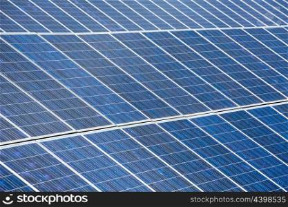 Solar plates for green sun energy in a row