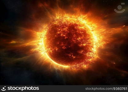 solar storm showing the whole sun created by generative AI