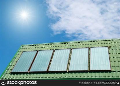 Solar water heating system on the roof.