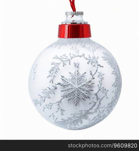 solated White Glass Christmas Ornament with Snowflake Elements