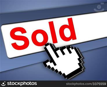 Sold Graphic bar with mouse pointer , on blue background