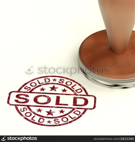 Sold Stamp Showing Selling Or Purchasing. Sold Stamp Shows Selling Or Purchasing