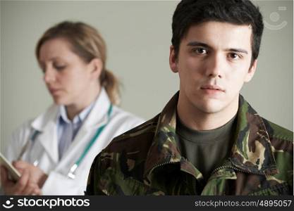 Soldier Being Assessed By Doctor