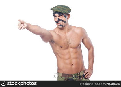 Soldier isolated on the white background