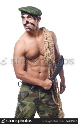 Soldier isolated on the white background