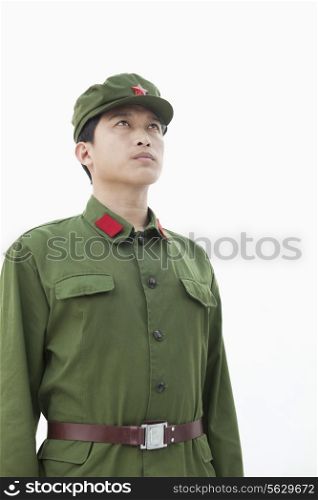Soldier Looking Towards Sky