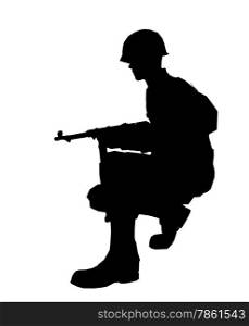 Soldier silhouette with rifle made in 3d software