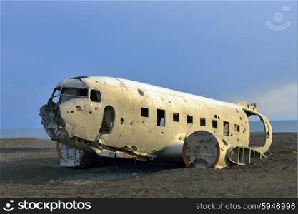 Solheimasandur Plane Wreck in South Iceland in spring time