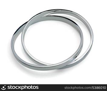 Solid sterling silver bangle isolated on white