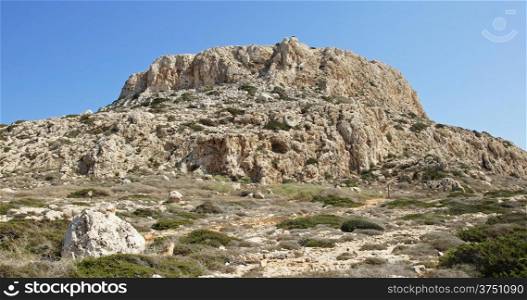 Solitary table mountain, close to Cape Greko, Cyprus, South Europe