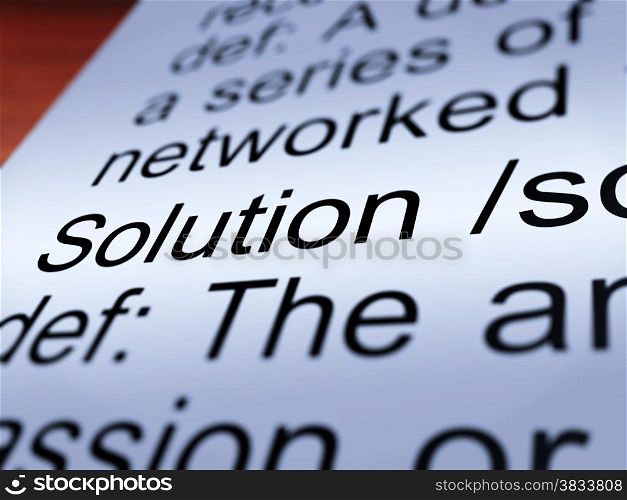 Solution Definition Closeup Showing Success. Solution Definition Closeup Shows Achievement Vision And Success