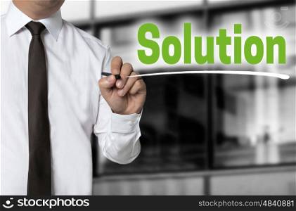Solution is written by businessman background concept. Solution is written by businessman background concept.