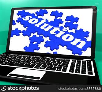 . Solution Puzzle On Notebook Showing Computer Applications And Online Solutions