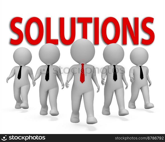 Solutions Businessmen Representing Solved Resolution And Entrepreneurs 3d Rendering