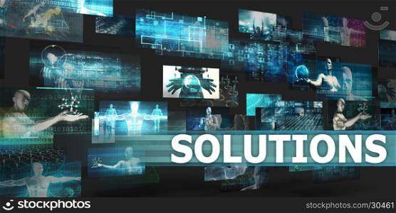 Solutions Presentation Background with Technology Abstract Art. Solutions