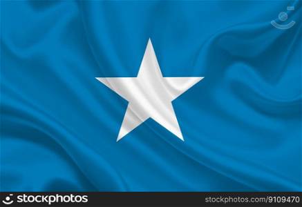 Somalia country flag on wavy silk fabric background panorama - illustration. Somalia country flag on wavy silk fabric background panorama