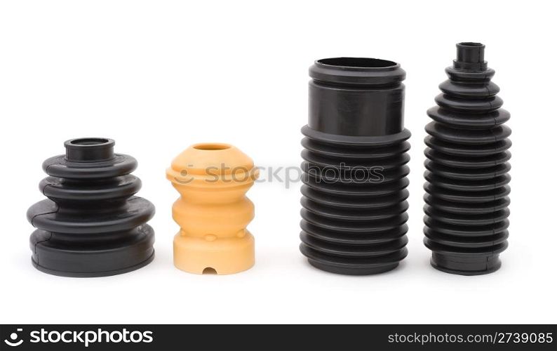 some auto spare parts against white background