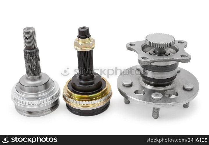 some auto spare parts, over white background