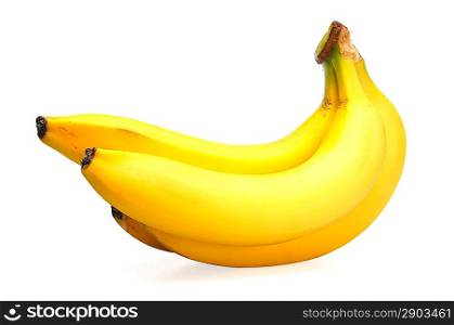 Some bananas over white background