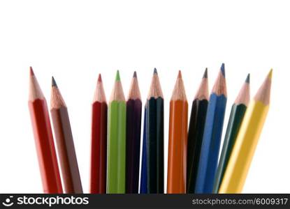 some colors pencils isolated on white background