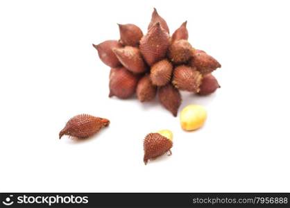 Some exotic fruits from Thailand on white background soft focus