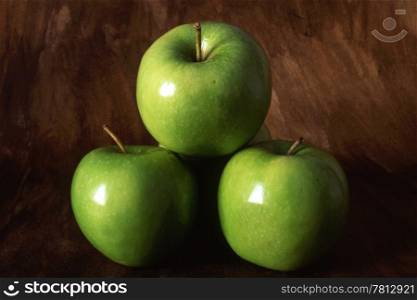 Some Green apples isolated on painted background
