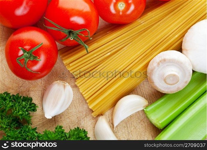Some of the ingredients needed for cooking Italian food.