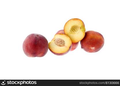 some peaches isolated on white background