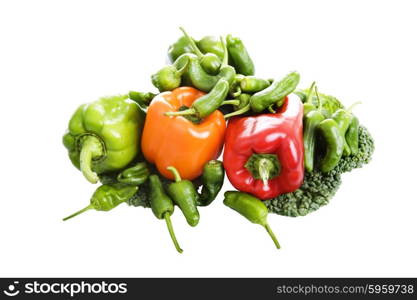 some peppers isolated on white background