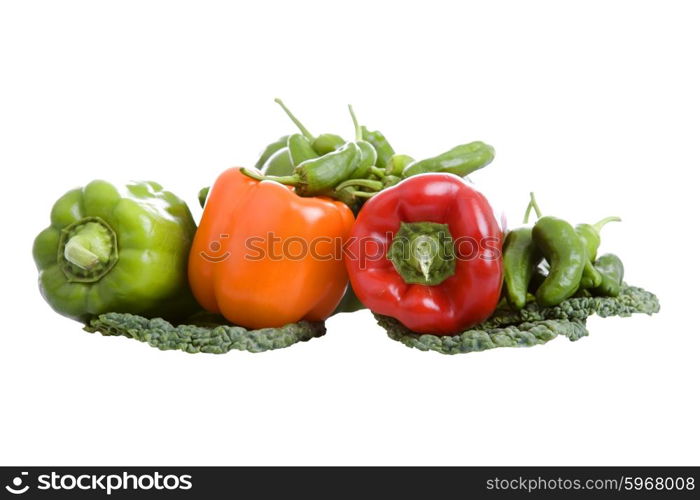 some peppers isolated on white background