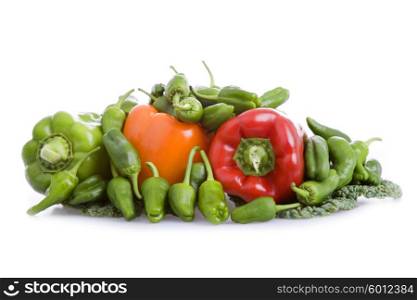 some peppers isolated on white background
