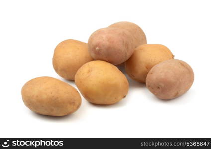 Some raw potatoes isolated on white