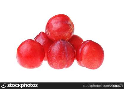 some red plums isolated on white