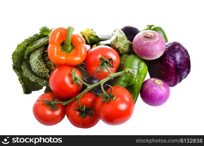 some vegetables isolated on white background