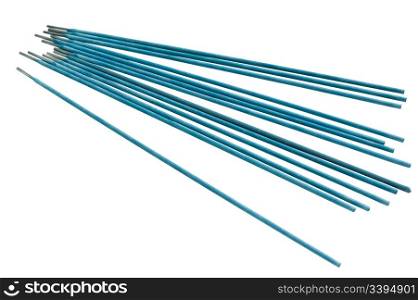 some welding electrodes, isolated over white background